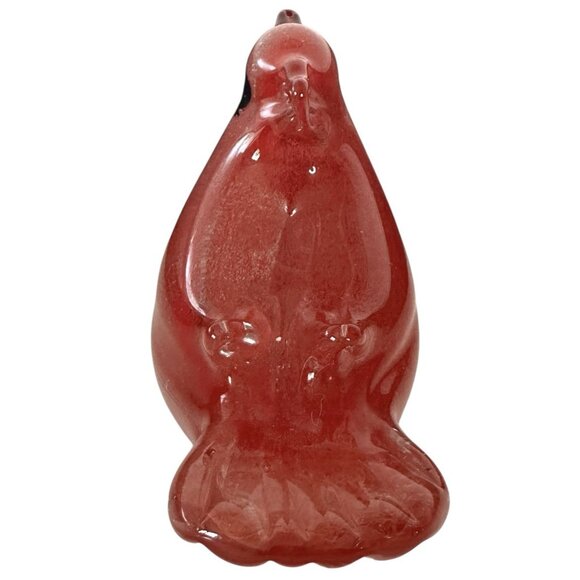 Cardinal Bird Red Paperweight Art Glass - Picture 4 of 7